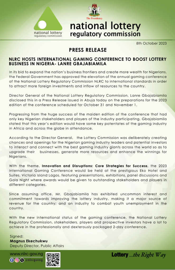 NLRC INTERNATIONAL GAMING CONFERENCE 2023 _ PRESS RELEASE